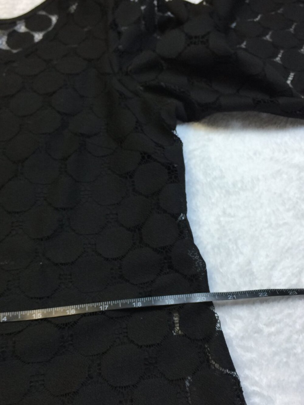 Muse Shift Dress Size 14 Womans Black Polka Dot Lace 3/4 Flared Sleeve Lined - Picture 8 of 13